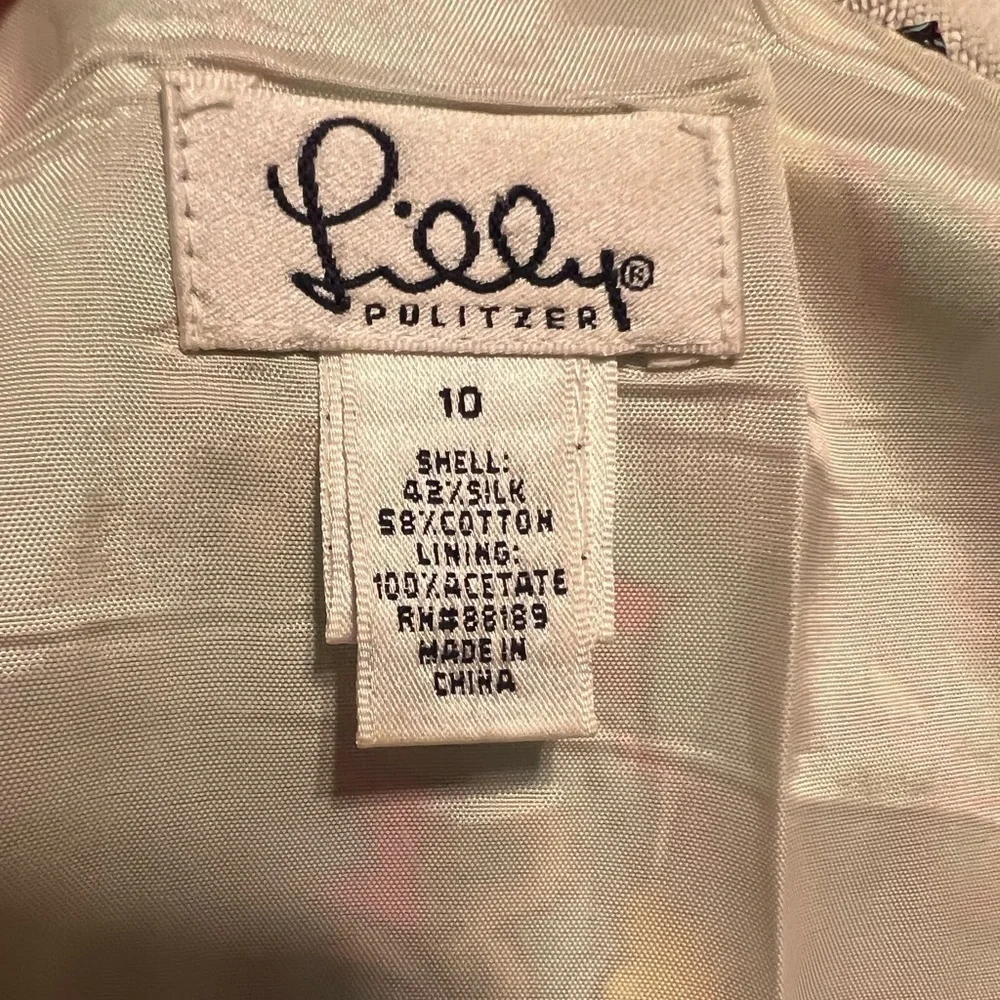 LILLY PULITZER VINTAGE SKIRT SZ.10 EUC, SILK & COTTON BLEND, FULLY LINED - Picture 3 of 8